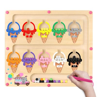 Syahro Montessori Magnetic Color and Number Maze Toy for Toddler Girls, Fine Motor Skills Board, Learning and Educational Birthday Gifts for Kids Girls 3-5 Years Old
