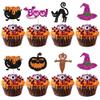 24Pcs Halloween Cupcake Toppers Glitter Witch Cat Pumpkin Spider Web Cupcake Picks Boo Ghost Cake Decorations for Happy Halloween Theme Baby Shower Birthday Party Supplies view 1