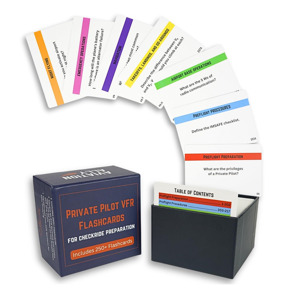 Private Pilot VFR Flashcards for Checkride & Oral Exam | 300+ VFR Study Cards Covering FAA Aviation Topics, Airspace, Weather, Charts, Systems & More | Ideal for Student Pilots