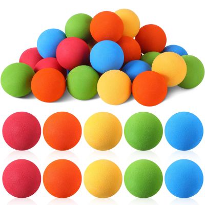 Syhood 24 Pieces Mini Knee Hockey Balls for Kids Gift Soft Foam Hockey Balls for Indoor Floor Mini Stick Nets Party, Assorted Colors, 2 Inch(Vivid Color)