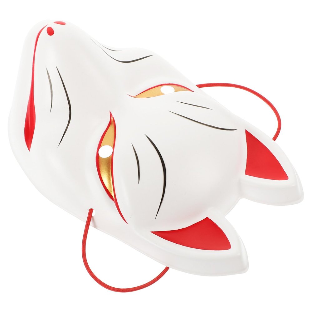 ABOOFAN Halloween Fox Mask Japanese Kabuki Masks Fox Masquerade Full Face Animal s Cat Cosplay Plastic Carnival for Halloween Costume Party Supplies