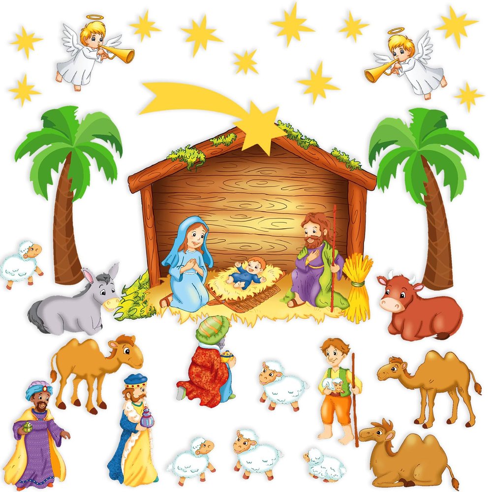 Remerry 33 Pcs Birth of Jesus Felt Figures Nativity Felt Stories Birth of Baby Jesus Precut Felt Figures Felt Bible Characters Flannel Board Stories for Kids Classroom Christmas Supplies(Cute)