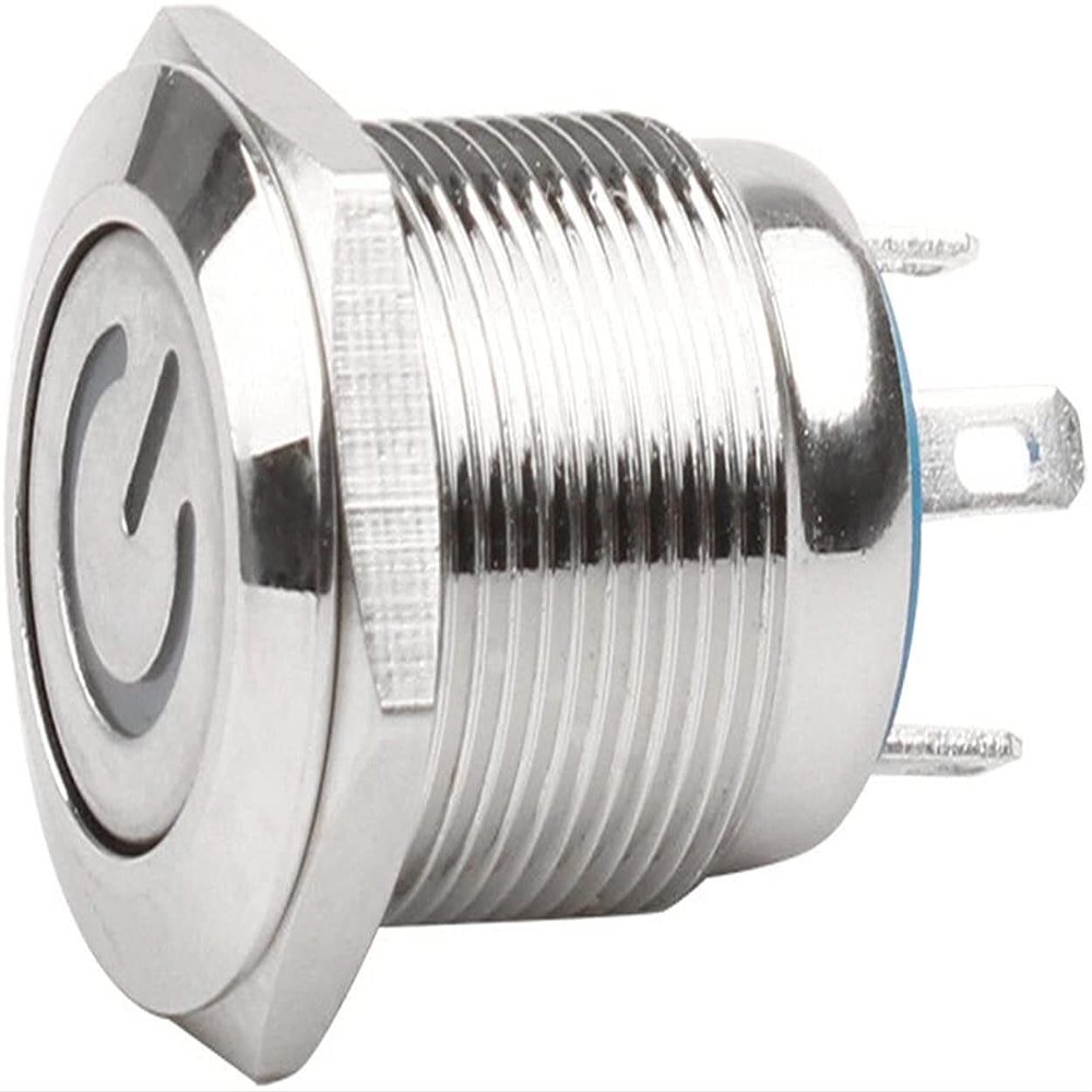 12mm Waterproof Oxidized Black Metal Button Switch with LED Lamp Momentary Latching PC Power Switch 3V 5V 6V 12V 24V 220V