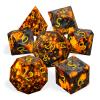 LUCKY-M Natural Flame Yooperlite Gemstone DND Dice, Birthday Gifts for Him, 7PCS Dungeons and Dragons Dice Set with Case for RPG, Handmade Cool Dice Sets D&D view 1