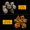 LUCKY-M Natural Flame Yooperlite Gemstone DND Dice, Birthday Gifts for Him, 7PCS Dungeons and Dragons Dice Set with Case for RPG, Handmade Cool Dice Sets D&D view 2
