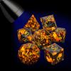 LUCKY-M Natural Flame Yooperlite Gemstone DND Dice, Birthday Gifts for Him, 7PCS Dungeons and Dragons Dice Set with Case for RPG, Handmade Cool Dice Sets D&D view 4