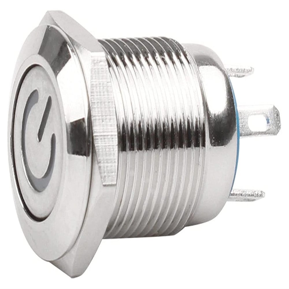 12mm Waterproof Oxidized Black Metal Button Switch with LED Lamp Momentary Latching PC Power Switch 3V 5V 6V 12V 24V 220V