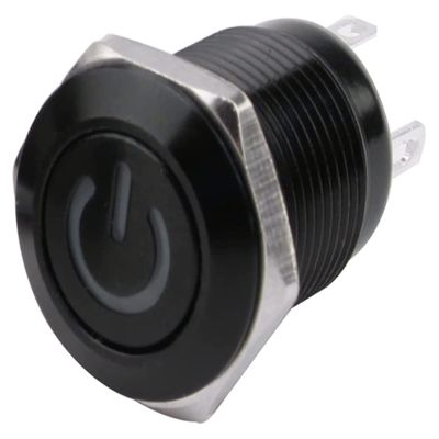 12mm Waterproof Oxidized Black Metal Button Switch with LED Lamp Momentary Latching PC Power Switch 3V 5V 6V 12V 24V 220V