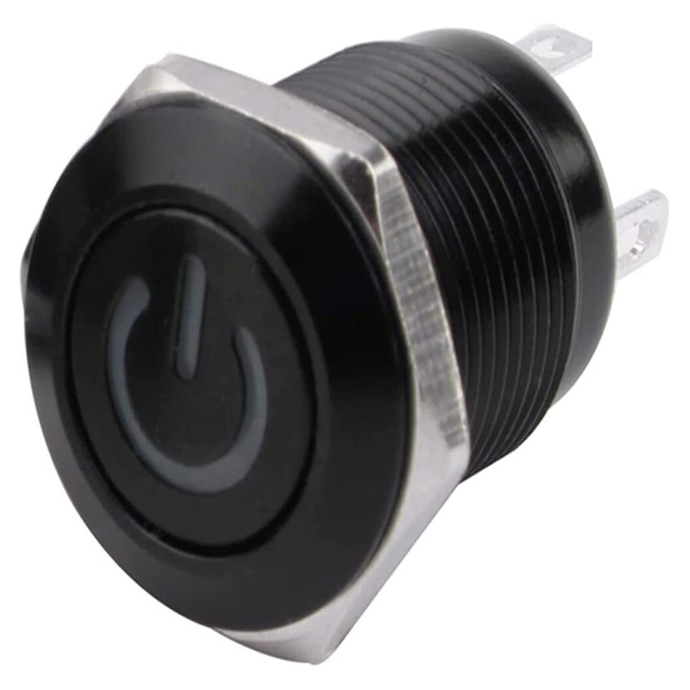 12mm Waterproof Oxidized Black Metal Button Switch with LED Lamp Momentary Latching PC Power Switch 3V 5V 6V 12V 24V 220V