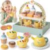 Toyssa Wooden Tea Party Set for Little Girls Toys Toddler Tea Set with Storage Cupcake Stand & Play Kitchen Accessories, Wooden Toys for Toddlers 3 4 5 6 Years Old, Birthday Kids Girls Gifts view 1