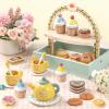 Toyssa Wooden Tea Party Set for Little Girls Toys Toddler Tea Set with Storage Cupcake Stand & Play Kitchen Accessories, Wooden Toys for Toddlers 3 4 5 6 Years Old, Birthday Kids Girls Gifts view 2