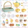 Toyssa Wooden Tea Party Set for Little Girls Toys Toddler Tea Set with Storage Cupcake Stand & Play Kitchen Accessories, Wooden Toys for Toddlers 3 4 5 6 Years Old, Birthday Kids Girls Gifts view 3