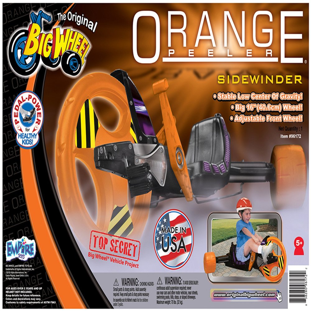 The Original Big Wheel Sidewinder 16 X-TREME Racer Tricycle for Boys & Girls 5-10 Years of Age - Made in USA (Orange Peeler)