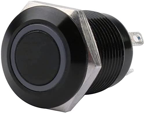 12mm Waterproof Oxidized Black Metal Button Switch with LED Lamp Momentary Latching PC Power Switch 3V 5V 6V 12V 24V 220V
