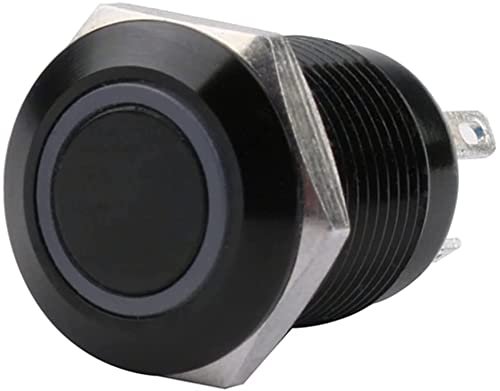 12mm Waterproof Oxidized Black Metal Button Switch with LED Lamp Momentary Latching PC Power Switch 3V 5V 6V 12V 24V 220V