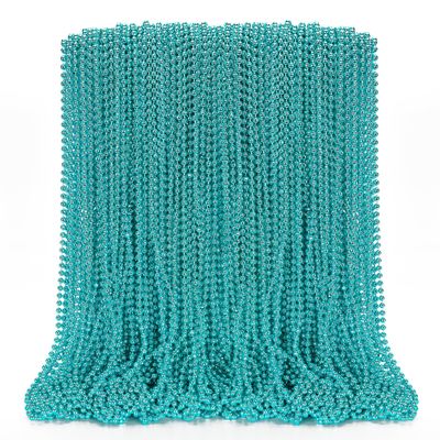 100PCS Mardi Gras Beads, Metallic Blue Bead Necklace Party Favors, 33" Mardi Gras Necklace Women Men Stuff, Festival Parade Throw Accessories for Wedding Birthday Gender Reveal Party Supplies Decor