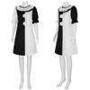 JMOBEU Anime Costume Anime Dress Outfit Black White Uniform Dress Full Set Halloween With Mask(Terrifier(girls)-white/,S) view 2