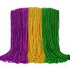 100PCS Mardi Gras Beads, Green Purple Gold Metallic Mardi Gras Beads Necklaces Accessories Bulk, Mardi Gras Carnival Beads Necklace Accessories for Parade Throws Party Decorations Supplies Favors view 1