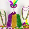 100PCS Mardi Gras Beads, Green Purple Gold Metallic Mardi Gras Beads Necklaces Accessories Bulk, Mardi Gras Carnival Beads Necklace Accessories for Parade Throws Party Decorations Supplies Favors view 3