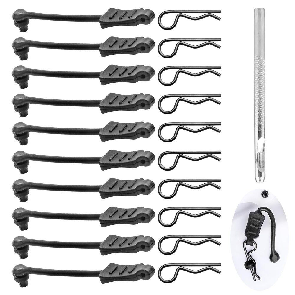 10PCS AllinRC RC Body Clips w/Pull Tabs 2.5mm Hole Puncher for Traxxas TRX4M Losi Mini-T 2.0 Mini JRX2 HyperGo H16GT H16DR 1/16 1/18 RC Car Truck Crawler Body Clips (1mm Rod Black)