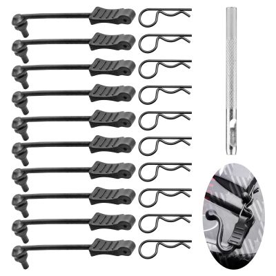 10PCS AllinRC RC Body Clips w/Pull Tabs & 4mm Hole Puncher for All 1/10 1/12 Scale Traxxas Arrma Redcat Axial Losi HSP HPI Kyosho RC Car Truck Crawler Body Shell Upgrades (1.2mm Rod Black)