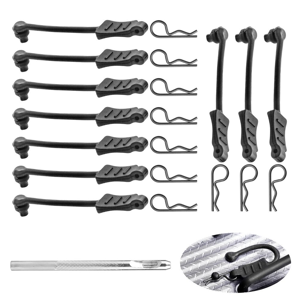 10PCS AllinRC RC Body Clips with Pull Tabs & 2.5mm Body Reamer Universal 1/24 1/28 1/36 Scale RC Clips Upgrades for Axial SCX24 Deadbolt C10 Gladiator Kyosho Mini-Z Wltoys K969 K989 (0.7mm Rod)