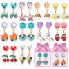 ERDOGLY Clip on Earrings for Girls, 10 Pairs Kids Clip on Earrings, Cute Toddler Earring Party Favor, Dangle Stick on Earring for Little Girls Pretend Princess Play Dress up Jewelry Gift Set view 1