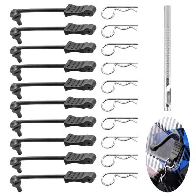 10PCS AllinRC RC Body Clips w/Pull Tabs & 4mm Hole Puncher for All 1/10 1/12 Scale Traxxas Arrma Redcat Axial Losi HSP HPI Kyosho RC Car Truck Crawler Body Shell Upgrades (1.2mm Rod Silver)