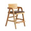 ALeesing Solid Wood High Chair for Toddlers to Teens, Adjustable Height Toddler Dining Chair, Easy to Clean Toddler Highchair with Removable PU Cushion for Dining, Studying, Step Stool, Natural view 1