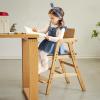 ALeesing Solid Wood High Chair for Toddlers to Teens, Adjustable Height Toddler Dining Chair, Easy to Clean Toddler Highchair with Removable PU Cushion for Dining, Studying, Step Stool, Natural view 2