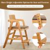 ALeesing Solid Wood High Chair for Toddlers to Teens, Adjustable Height Toddler Dining Chair, Easy to Clean Toddler Highchair with Removable PU Cushion for Dining, Studying, Step Stool, Natural view 4