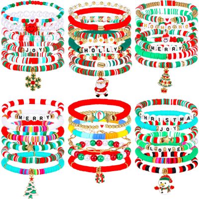 Batiyeer 40 Pcs Bracelets for Women Stretch Stackable Surfer Heishi Colorful Friendship Bead Bracelets Adjustable Clay Festive Jewelry Party Favors Gift(Festival)