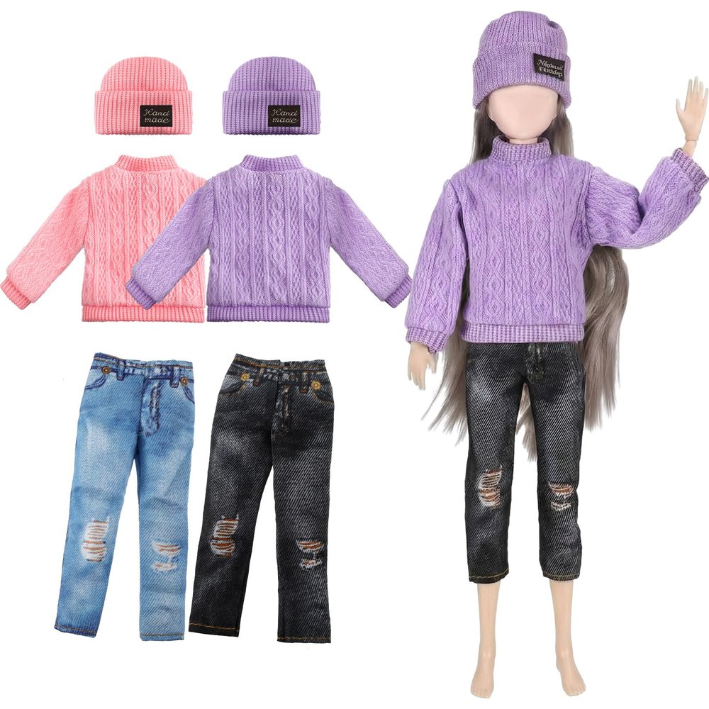 Bencailor 8 Pcs Winter Doll Clothes Winter Doll Accessories Include Sweater Pants Shoes Hat for Birthday Gift(Vivid,12 Inch)