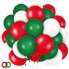 100 Pcs Christmas Red Green Balloons 12 Inch Red Green and White Latex Balloons with 65ft Ribbon for Christmas Birthday Baby Shower Party Decorations view 1