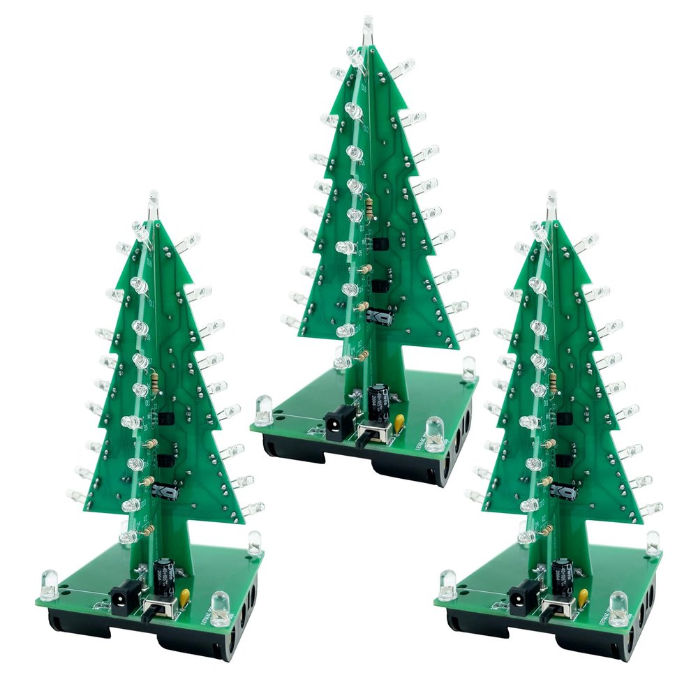 3pcs EIELE Colorful Christmas Tree Straight Leaf Model Welding Practice Practice Kit Kit for Beginners Suitable for School Education Welding Projects
