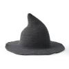 jbyrvq Halloween Witch Hat for Women, Foldable Wool Knitted Cap for Halloween Party Masquerade Cosplay Costume Accessory Dark Gray view 1