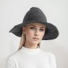 jbyrvq Halloween Witch Hat for Women, Foldable Wool Knitted Cap for Halloween Party Masquerade Cosplay Costume Accessory Dark Gray view 2