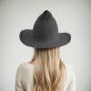 jbyrvq Halloween Witch Hat for Women, Foldable Wool Knitted Cap for Halloween Party Masquerade Cosplay Costume Accessory Dark Gray view 3