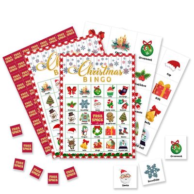 Foosproea Christmas Bingo Cards, Christmas Eve Bingo Games for 24 Players, Christmas Games for Family Friends Large Group Activities, Christmas Party Favors Supplies Decorations(17)