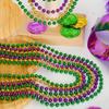 24PCS Mardi Gras Accessories, Mardi Gras Green Purple Gold Metallic Beads Necklaces Accessories Bulk, Mardi Gras Beads Necklace Costumes Women Men Kids for Parade Throws Party Decor Favor Supplies view 3