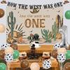 kreat4joy How The West Was One Year Old Party Decorations, Western First Birthday Decorations, Cow Print Green Brown Balloons Backdrop High Chair Banner Cake Topper Number 1 Cowboy 1st First Rodeo view 2