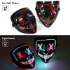 2pcsLight up Mask LED Mask-Purge Mask, X Eyes Scary Masks, Glow Neon Mask Costume Mask with 3 Lighting Modes for Halloween Festival Party view 4