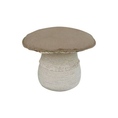 Lorena Canals Basket for Kids, Woven Giant Mushroom for home decor, bedroom, living room and nursery decor. Ideal for toys storage hamper and more. Cotton. Size; Basket: 1' 6" x 1' 4"; Cushion: 2'