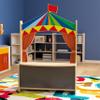 Classroom Essentials Wooden Puppet Theater with Removable Curtains and Bottom Magnetic Chalkboard, Natural view 1
