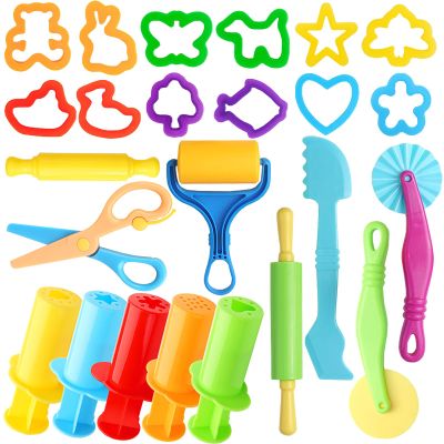 Dough Tools for Kids, 24 Pieces Dough Play Tools Set with Rolling Pins,Cutters,Dough Extruders,Scissor