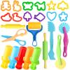 Dough Tools for Kids, 24 Pieces Dough Play Tools Set with Rolling Pins,Cutters,Dough Extruders,Scissor view 1