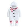AvoDovA Infant Baby Boy Girl Christmas Snowman Costume Winter Fleece Plush Long Sleeve Hooded Snowman Jumpsuit Romper+Scarf (A-Snowman White, 6-9 Months) view 1