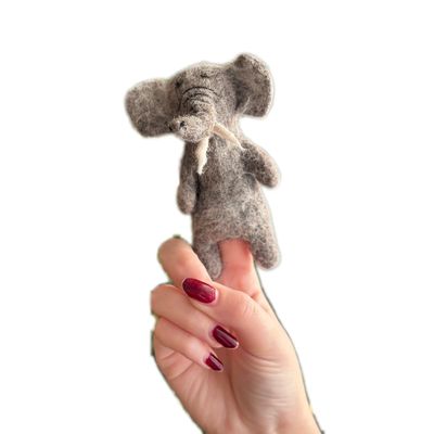 Handmade Elephant Finger Puppets, Elephant Finger Puppet, Felt Safari Animal Finger Puppets, Fair-Trade Puppets for Storytelling, Kids Educational Toys, Eco-Friendly Educational Puppet, Gift for Kids
