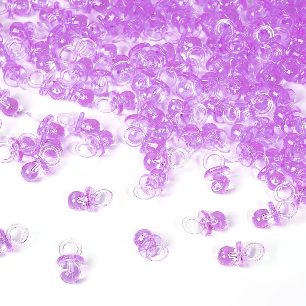 200 Pieces 0.86 Inch Baby Pacifier Baby Shower Plastic Pacifier for Baby Shower Pacifier, Baby Shower Gender Show Party Decoration DIY Birthday Party Gift (Purple)