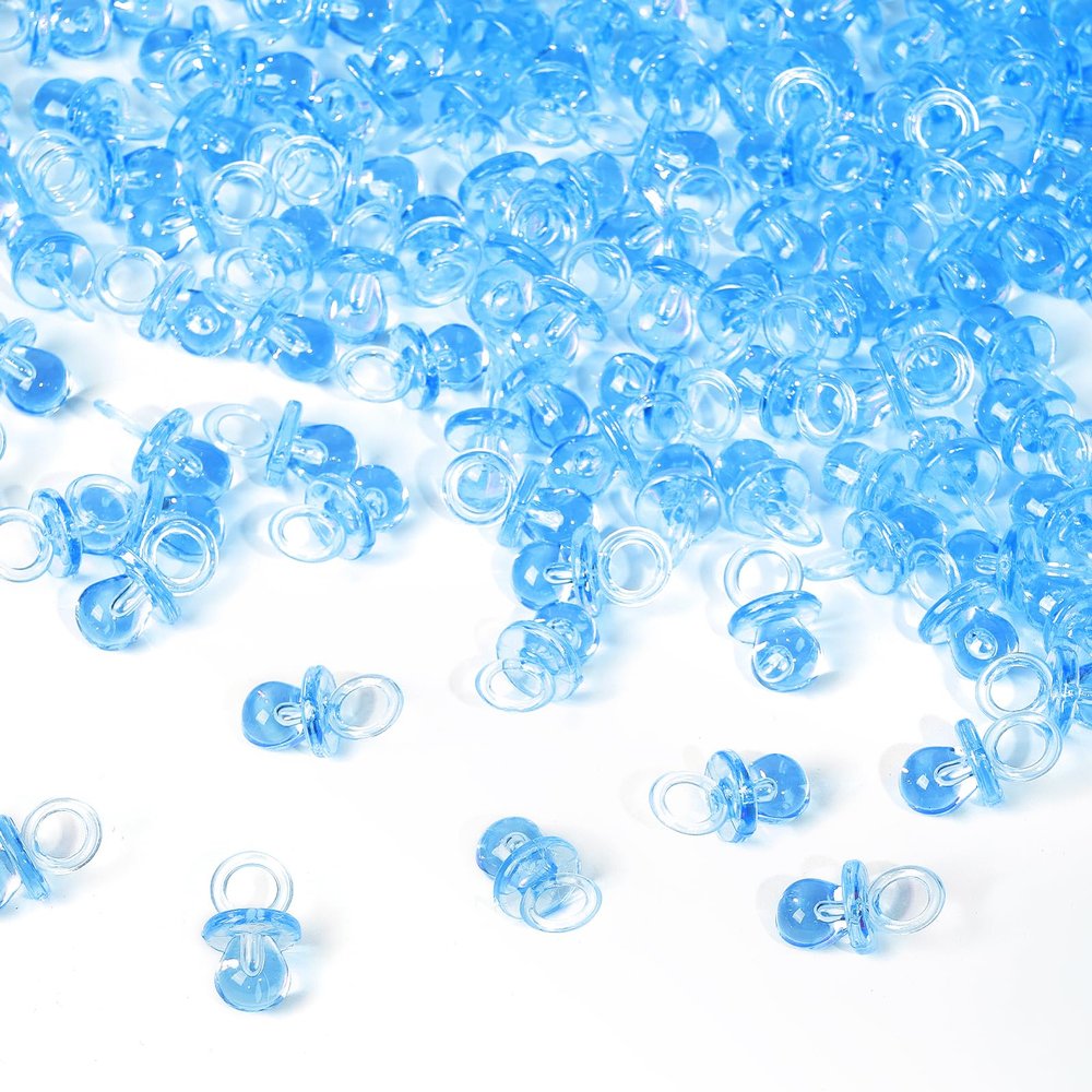 200 Pieces 0.86 Inch Baby Pacifier Baby Shower Plastic Pacifier for Baby Shower Pacifier, Baby Shower Gender Show Party Decoration DIY Birthday Party Gift (Blue)